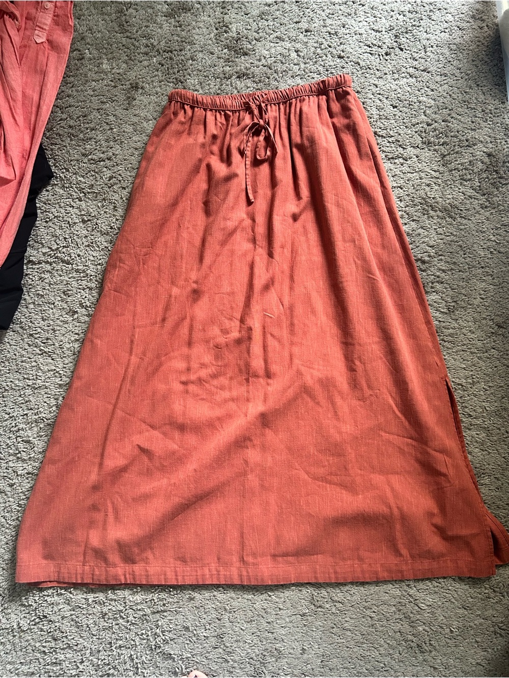 Universal Thread Rust-Orange Maxi Drawstring Skirt
